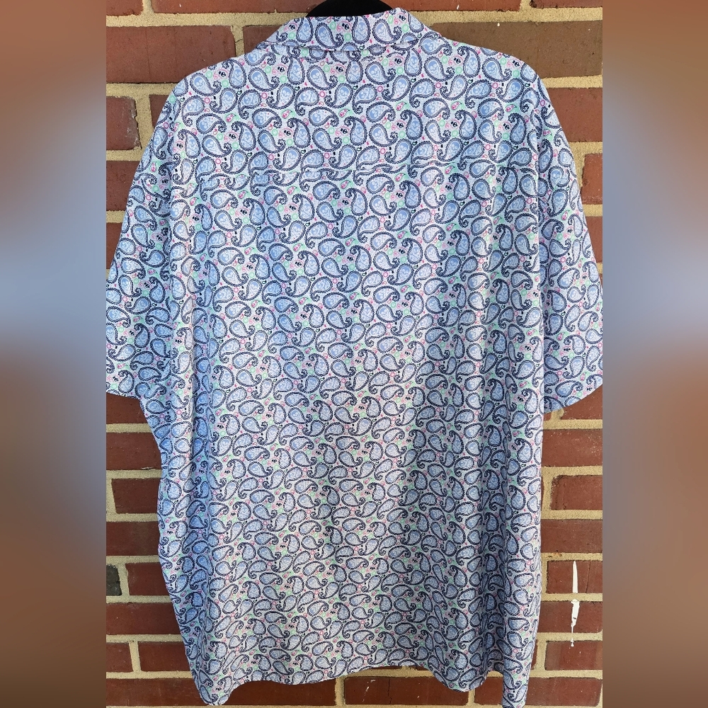 Johnston & Murphy Paisley Shirt 3XL Performance Short Sleeve Stretch Button Down - Picture 3 of 5